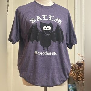 Salem, MA Purple T-Shirt with Bat Design Size Large